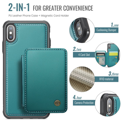 For iPhone X / XS JEEHOOD J05 Business Magnetic Style RFID Leather Phone Case(Blue Green) - More iPhone Cases by JEEHOOD | Online Shopping UK | buy2fix
