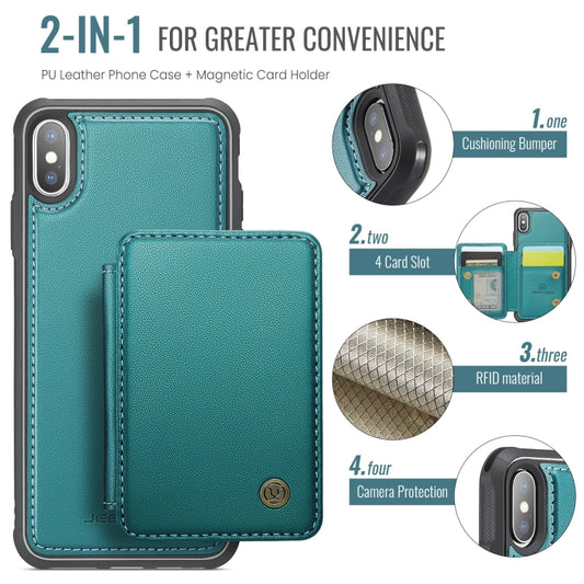 For iPhone X / XS JEEHOOD J05 Business Magnetic Style RFID Leather Phone Case(Blue Green) - More iPhone Cases by JEEHOOD | Online Shopping UK | buy2fix