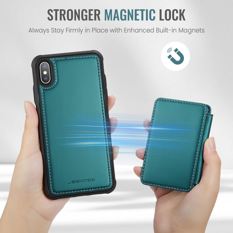 For iPhone X / XS JEEHOOD J05 Business Magnetic Style RFID Leather Phone Case(Blue Green) - More iPhone Cases by JEEHOOD | Online Shopping UK | buy2fix