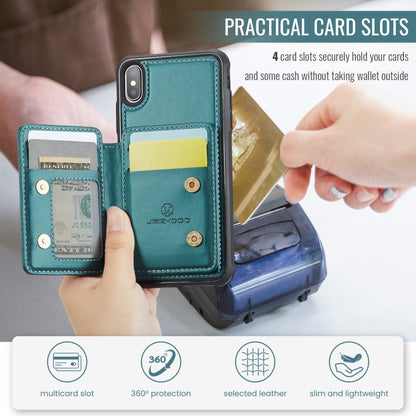 For iPhone X / XS JEEHOOD J05 Business Magnetic Style RFID Leather Phone Case(Blue Green) - More iPhone Cases by JEEHOOD | Online Shopping UK | buy2fix