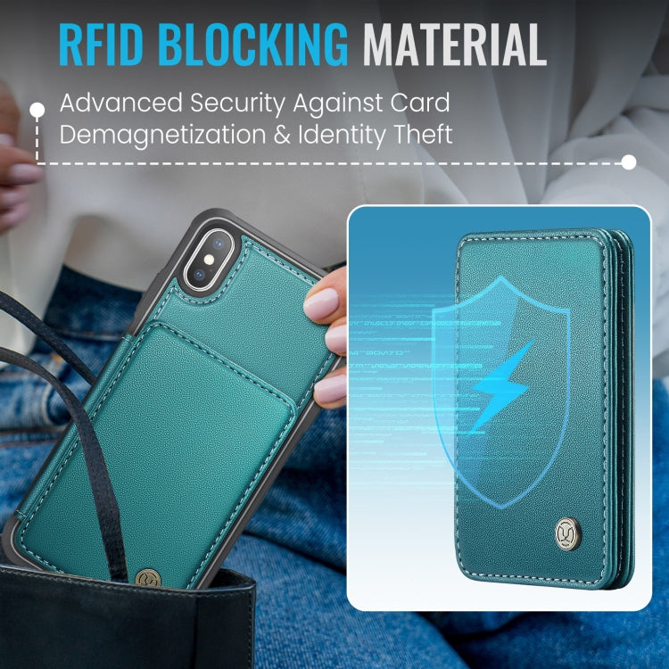 For iPhone X / XS JEEHOOD J05 Business Magnetic Style RFID Leather Phone Case(Blue Green) - More iPhone Cases by JEEHOOD | Online Shopping UK | buy2fix