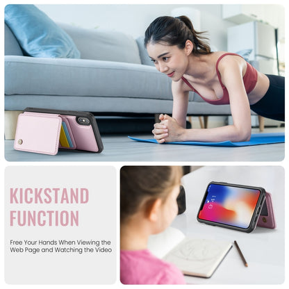 For iPhone X / XS JEEHOOD J05 Business Magnetic Style RFID Leather Phone Case(Pink) - More iPhone Cases by JEEHOOD | Online Shopping UK | buy2fix