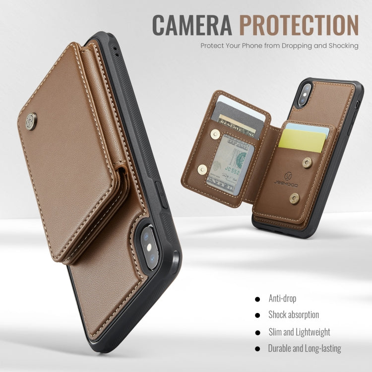 For iPhone X / XS JEEHOOD J05 Business Magnetic Style RFID Leather Phone Case(Brown) - More iPhone Cases by JEEHOOD | Online Shopping UK | buy2fix