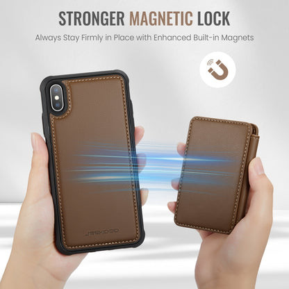 For iPhone X / XS JEEHOOD J05 Business Magnetic Style RFID Leather Phone Case(Brown) - More iPhone Cases by JEEHOOD | Online Shopping UK | buy2fix