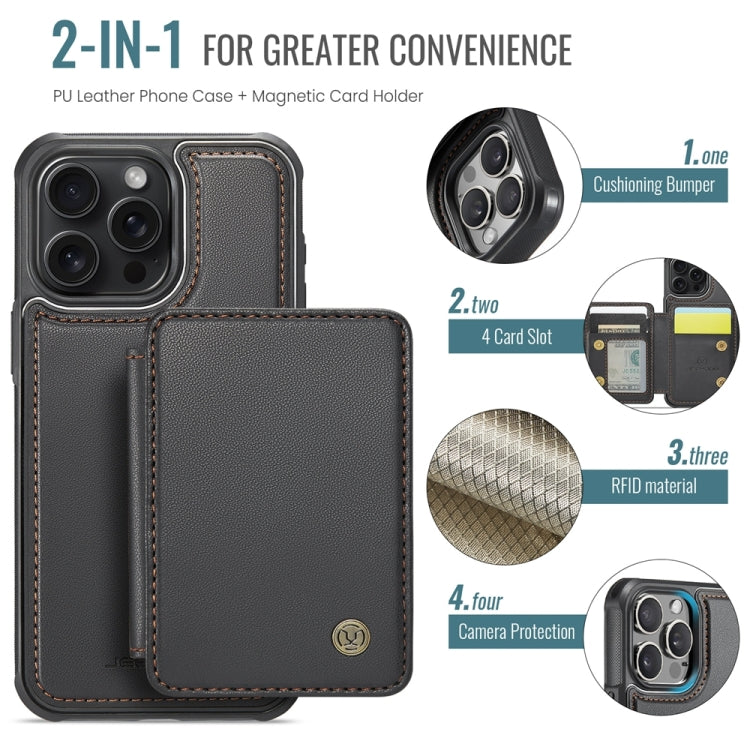 For iPhone 16 Pro Max JEEHOOD J05 Business Magnetic Style RFID Leather Phone Case(Black) - iPhone 16 Pro Max Cases by JEEHOOD | Online Shopping UK | buy2fix