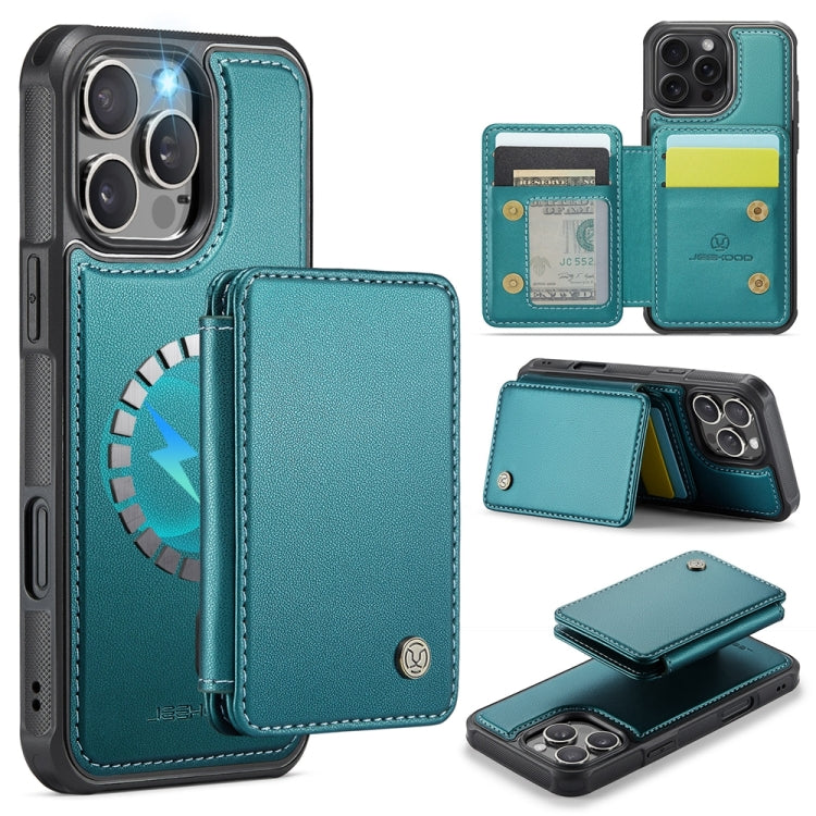 For iPhone 16 Pro Max JEEHOOD J05 Business Magnetic Style RFID Leather Phone Case(Blue Green) - iPhone 16 Pro Max Cases by JEEHOOD | Online Shopping UK | buy2fix