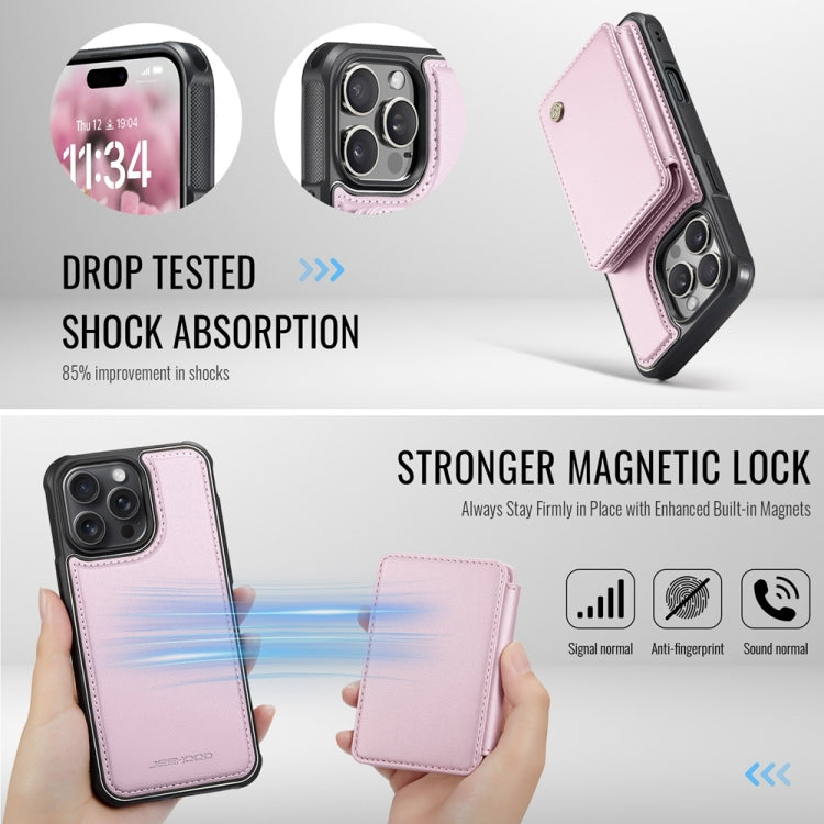 For iPhone 16 Pro Max JEEHOOD J05 Business Magnetic Style RFID Leather Phone Case(Pink) - iPhone 16 Pro Max Cases by JEEHOOD | Online Shopping UK | buy2fix