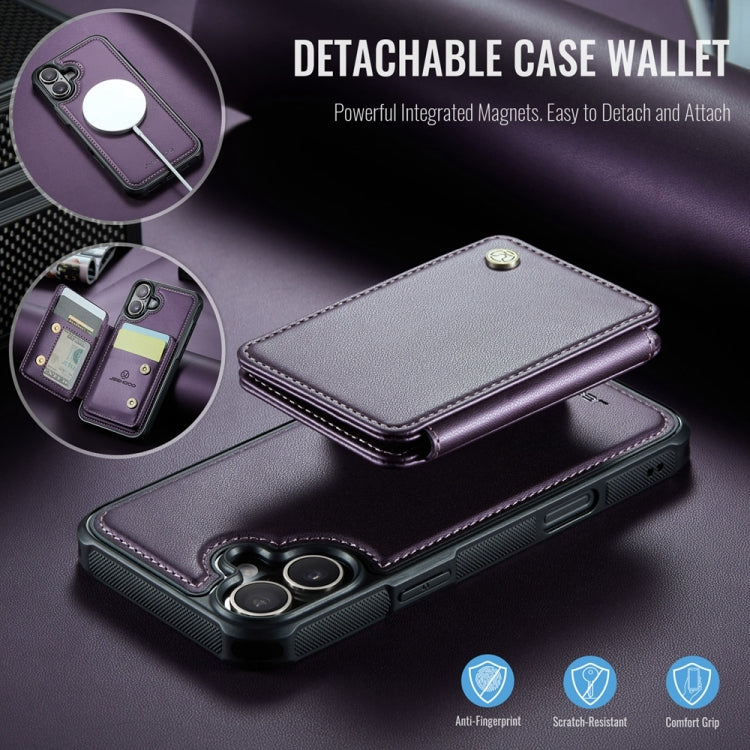 For iPhone 16 Plus JEEHOOD J05 Business Magnetic Style RFID Leather Phone Case(Purple) - iPhone 16 Plus Cases by JEEHOOD | Online Shopping UK | buy2fix