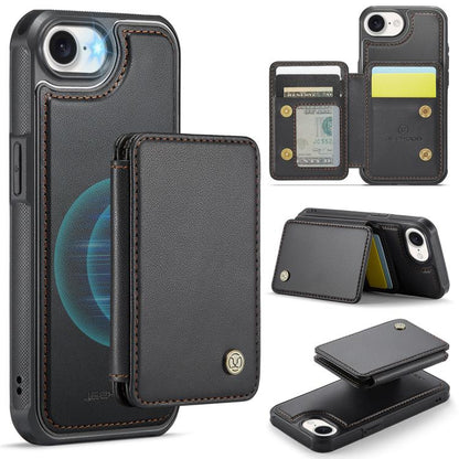 For iPhone 16e JEEHOOD J05 Business Magnetic Style RFID Leather Phone Case(Black) - iPhone 16e Cases by JEEHOOD | Online Shopping UK | buy2fix