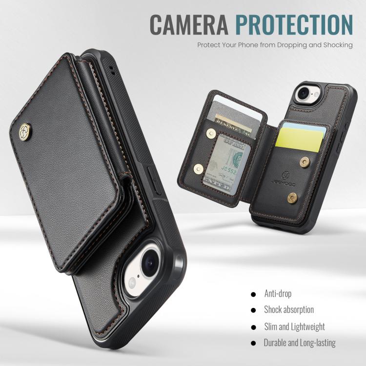 For iPhone 16e JEEHOOD J05 Business Magnetic Style RFID Leather Phone Case(Black) - iPhone 16e Cases by JEEHOOD | Online Shopping UK | buy2fix