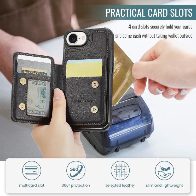 For iPhone 16e JEEHOOD J05 Business Magnetic Style RFID Leather Phone Case(Black) - iPhone 16e Cases by JEEHOOD | Online Shopping UK | buy2fix