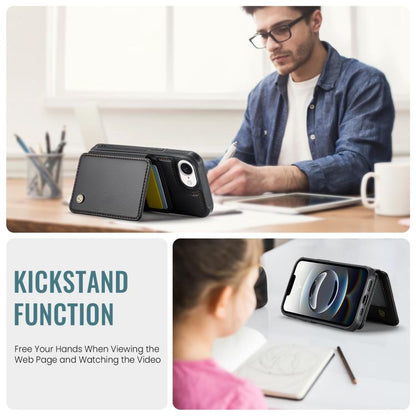 For iPhone 16e JEEHOOD J05 Business Magnetic Style RFID Leather Phone Case(Black) - iPhone 16e Cases by JEEHOOD | Online Shopping UK | buy2fix