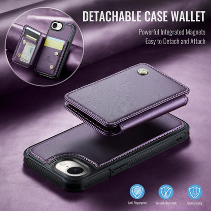 For iPhone 16e JEEHOOD J05 Business Magnetic Style RFID Leather Phone Case(Purple) - iPhone 16e Cases by JEEHOOD | Online Shopping UK | buy2fix