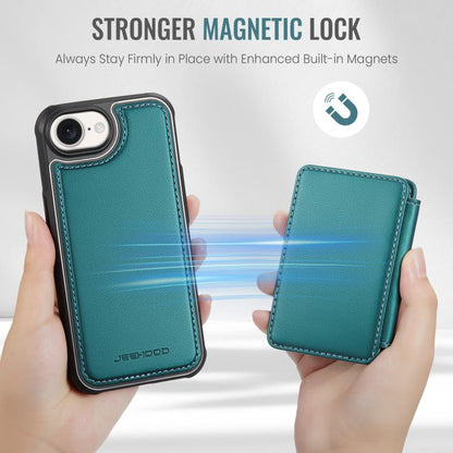 For iPhone 16e JEEHOOD J05 Business Magnetic Style RFID Leather Phone Case(Blue Green) - iPhone 16e Cases by JEEHOOD | Online Shopping UK | buy2fix