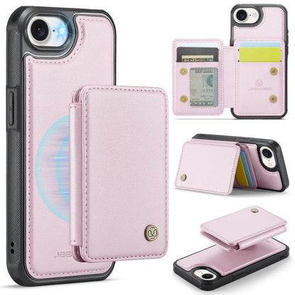 For iPhone 16e JEEHOOD J05 Business Magnetic Style RFID Leather Phone Case(Pink) - iPhone 16e Cases by JEEHOOD | Online Shopping UK | buy2fix