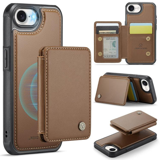 For iPhone 16e JEEHOOD J05 Business Magnetic Style RFID Leather Phone Case(Brown) - iPhone 16e Cases by JEEHOOD | Online Shopping UK | buy2fix