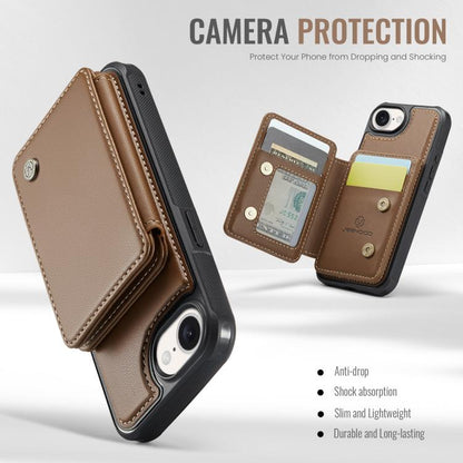 For iPhone 16e JEEHOOD J05 Business Magnetic Style RFID Leather Phone Case(Brown) - iPhone 16e Cases by JEEHOOD | Online Shopping UK | buy2fix