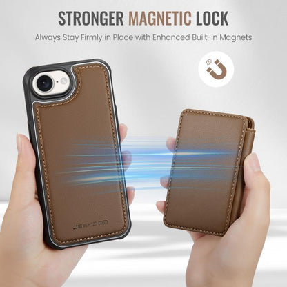 For iPhone 16e JEEHOOD J05 Business Magnetic Style RFID Leather Phone Case(Brown) - iPhone 16e Cases by JEEHOOD | Online Shopping UK | buy2fix