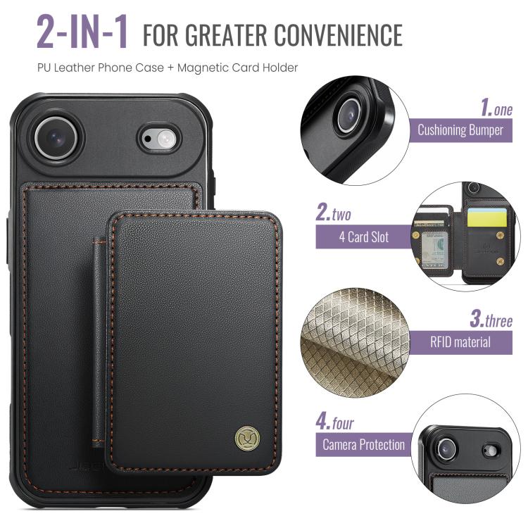For iPhone Air JEEHOOD J05 Business Magnetic Style RFID Leather Phone Case(Black) - iPhone Air Cases by JEEHOOD | Online Shopping UK | buy2fix