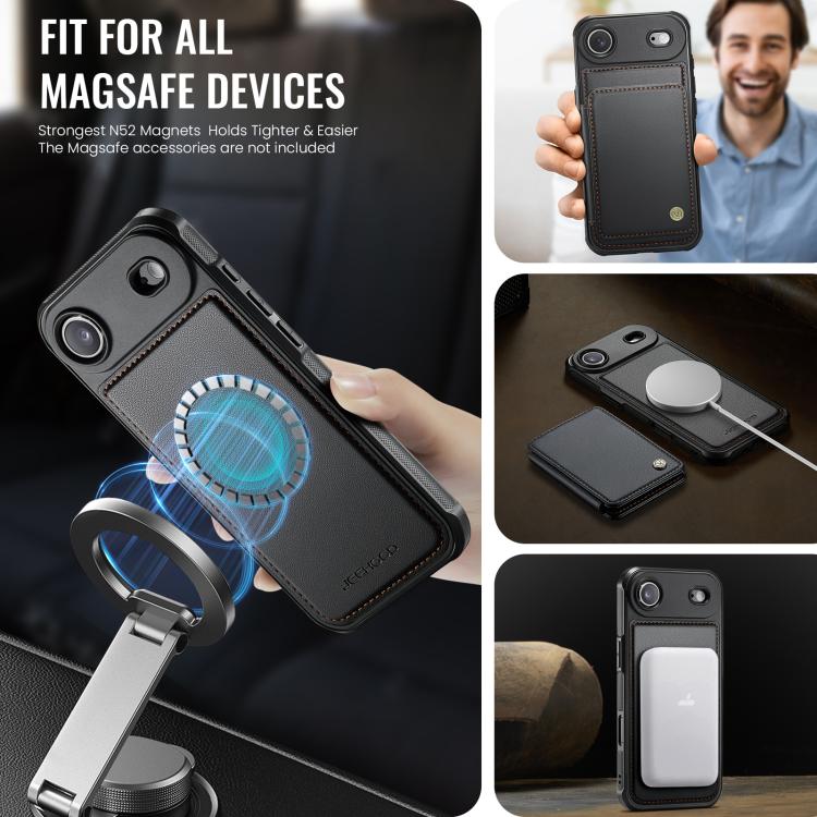 For iPhone Air JEEHOOD J05 Business Magnetic Style RFID Leather Phone Case(Black) - iPhone Air Cases by JEEHOOD | Online Shopping UK | buy2fix
