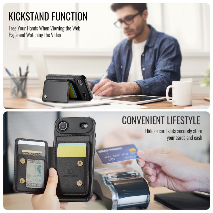 For iPhone Air JEEHOOD J05 Business Magnetic Style RFID Leather Phone Case(Black) - iPhone Air Cases by JEEHOOD | Online Shopping UK | buy2fix