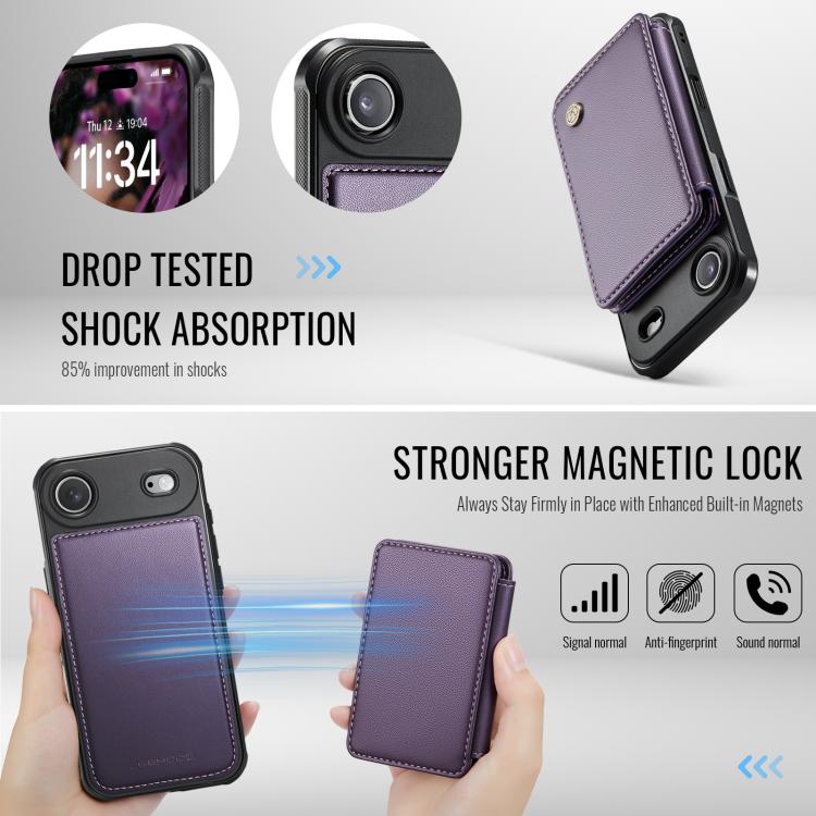 For iPhone Air JEEHOOD J05 Business Magnetic Style RFID Leather Phone Case(Purple) - iPhone Air Cases by JEEHOOD | Online Shopping UK | buy2fix
