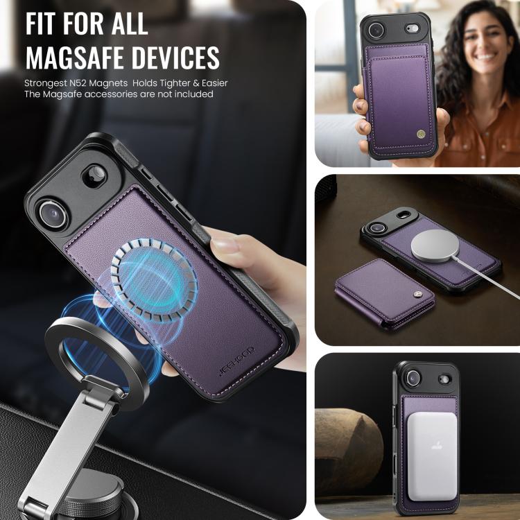 For iPhone Air JEEHOOD J05 Business Magnetic Style RFID Leather Phone Case(Purple) - iPhone Air Cases by JEEHOOD | Online Shopping UK | buy2fix