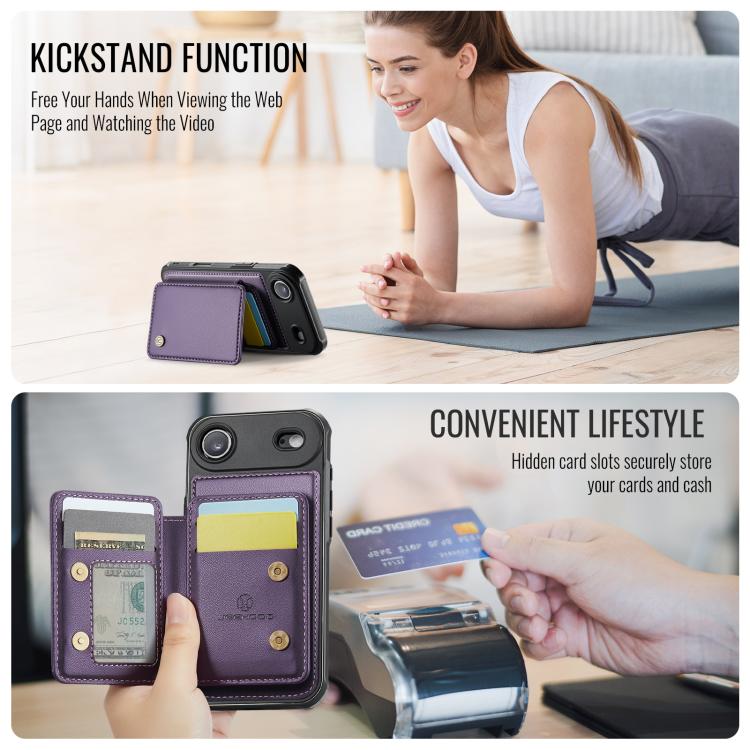 For iPhone Air JEEHOOD J05 Business Magnetic Style RFID Leather Phone Case(Purple) - iPhone Air Cases by JEEHOOD | Online Shopping UK | buy2fix