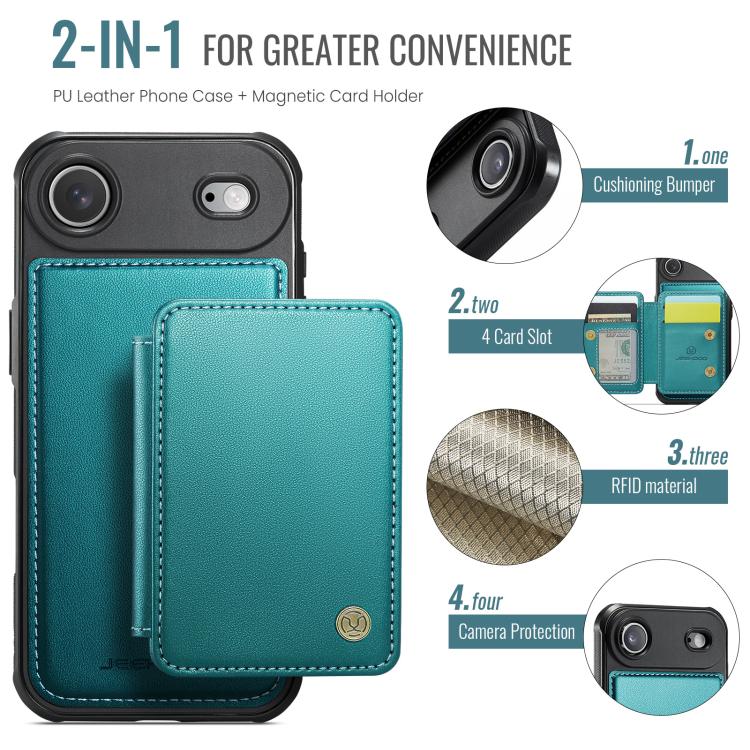 For iPhone Air JEEHOOD J05 Business Magnetic Style RFID Leather Phone Case(Blue Green) - iPhone Air Cases by JEEHOOD | Online Shopping UK | buy2fix