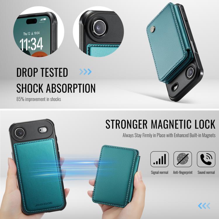For iPhone Air JEEHOOD J05 Business Magnetic Style RFID Leather Phone Case(Blue Green) - iPhone Air Cases by JEEHOOD | Online Shopping UK | buy2fix