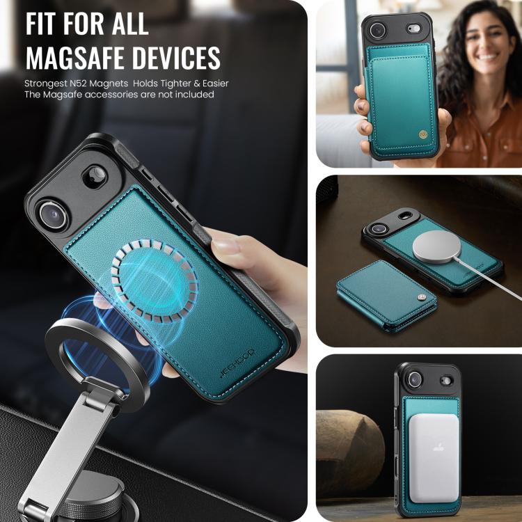 For iPhone Air JEEHOOD J05 Business Magnetic Style RFID Leather Phone Case(Blue Green) - iPhone Air Cases by JEEHOOD | Online Shopping UK | buy2fix