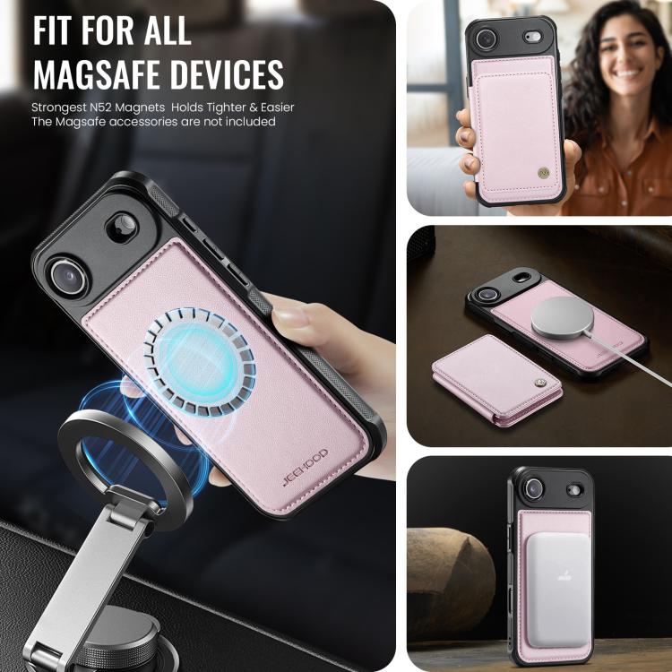 For iPhone Air JEEHOOD J05 Business Magnetic Style RFID Leather Phone Case(Pink) - iPhone Air Cases by JEEHOOD | Online Shopping UK | buy2fix
