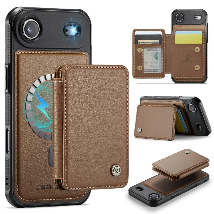 For iPhone Air JEEHOOD J05 Business Magnetic Style RFID Leather Phone Case(Brown) - iPhone Air Cases by JEEHOOD | Online Shopping UK | buy2fix