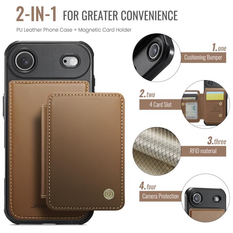 For iPhone Air JEEHOOD J05 Business Magnetic Style RFID Leather Phone Case(Brown) - iPhone Air Cases by JEEHOOD | Online Shopping UK | buy2fix