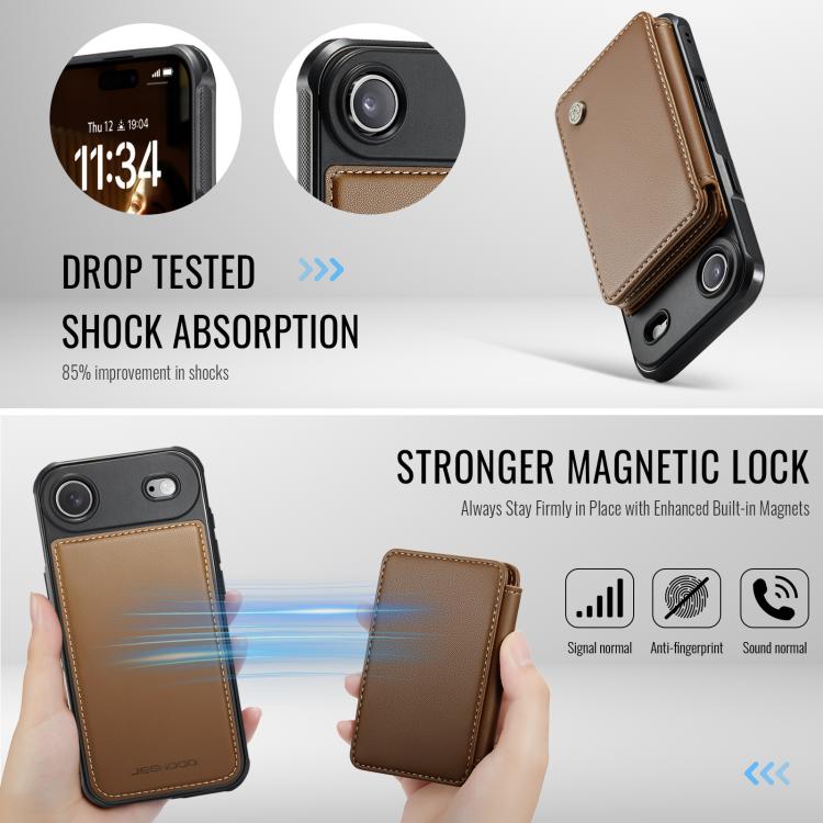 For iPhone Air JEEHOOD J05 Business Magnetic Style RFID Leather Phone Case(Brown) - iPhone Air Cases by JEEHOOD | Online Shopping UK | buy2fix