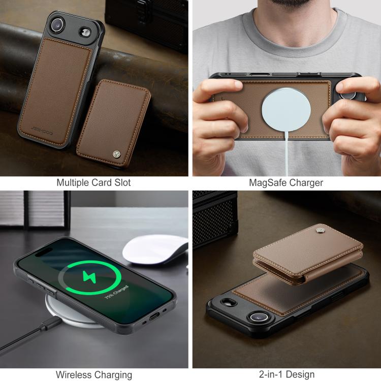 For iPhone Air JEEHOOD J05 Business Magnetic Style RFID Leather Phone Case(Brown) - iPhone Air Cases by JEEHOOD | Online Shopping UK | buy2fix