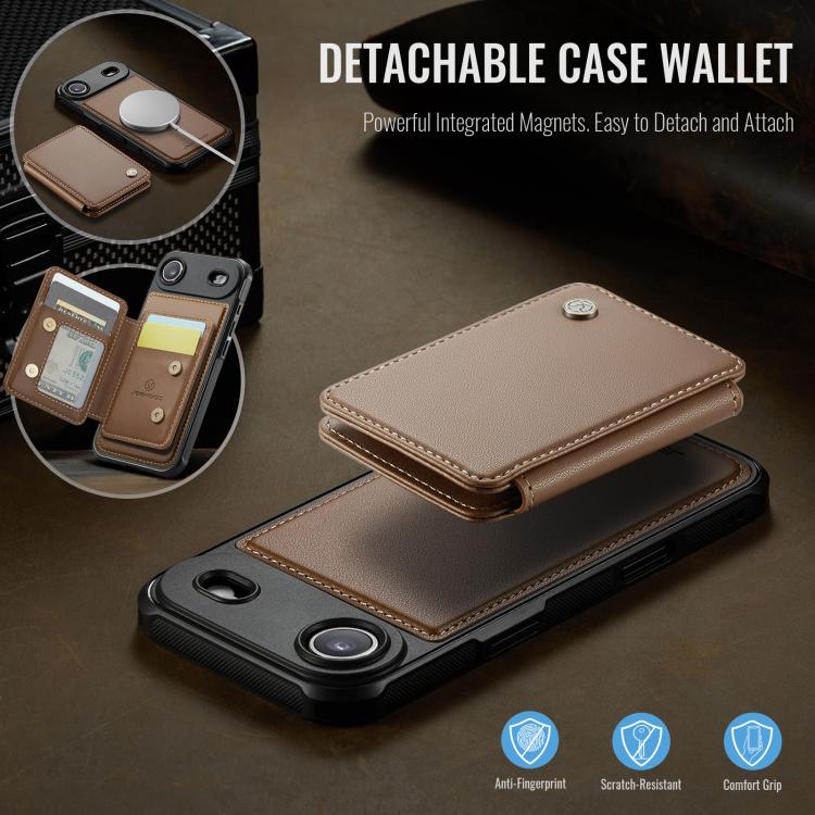 For iPhone Air JEEHOOD J05 Business Magnetic Style RFID Leather Phone Case(Brown) - iPhone Air Cases by JEEHOOD | Online Shopping UK | buy2fix