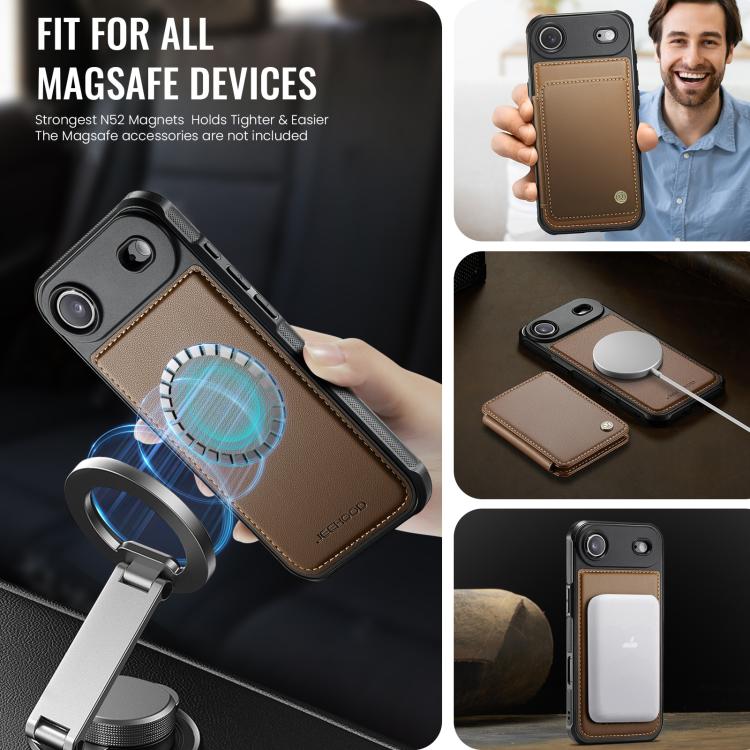 For iPhone Air JEEHOOD J05 Business Magnetic Style RFID Leather Phone Case(Brown) - iPhone Air Cases by JEEHOOD | Online Shopping UK | buy2fix