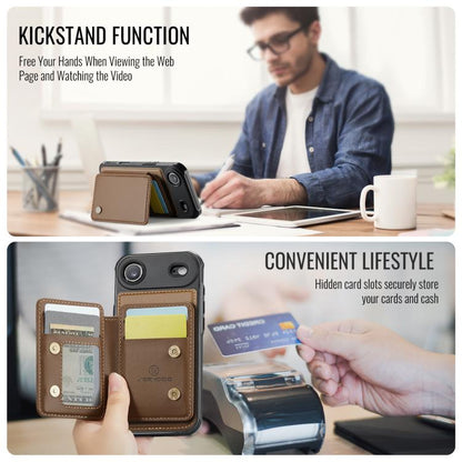 For iPhone Air JEEHOOD J05 Business Magnetic Style RFID Leather Phone Case(Brown) - iPhone Air Cases by JEEHOOD | Online Shopping UK | buy2fix