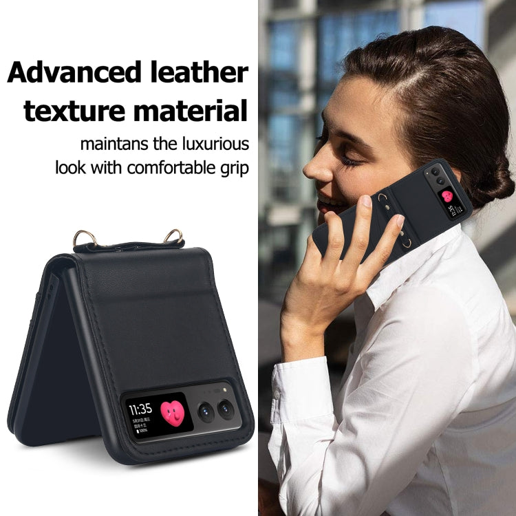 For Motorola Razr 40 Dual Card Slots Folding Phone Case(Black) by buy2fix