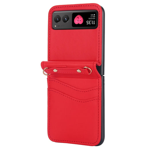 For Motorola Razr 40 Dual Card Slots Folding Phone Case(Red) by buy2fix