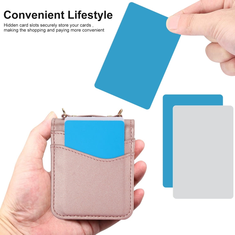 For Motorola Razr 40 Ultra Dual Card Slots Folding Phone Case(Rose Gold) by buy2fix