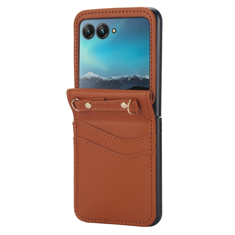 For Motorola Razr 40 Ultra Dual Card Slots Folding Phone Case(Brown) by buy2fix