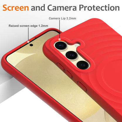 For Samsung Galaxy S24+ 5G Wave Texture MagSafe Magnetic Liquid Silicone Phone Case(Red) - Galaxy S24+ 5G Cases by buy2fix | Online Shopping UK | buy2fix