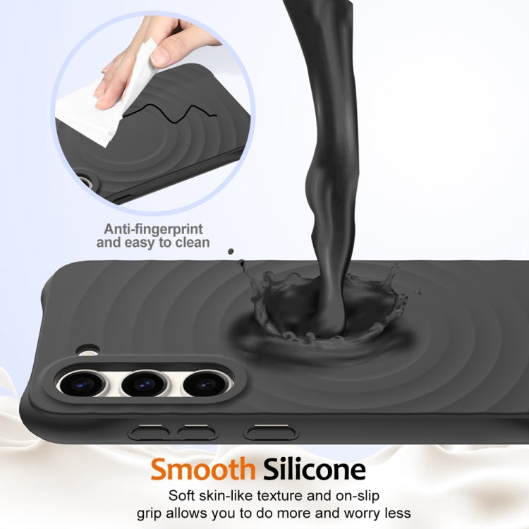 For Samsung Galaxy S23 5G Wave Texture MagSafe Magnetic Liquid Silicone Phone Case(Black) - Galaxy S23 5G Cases by buy2fix | Online Shopping UK | buy2fix