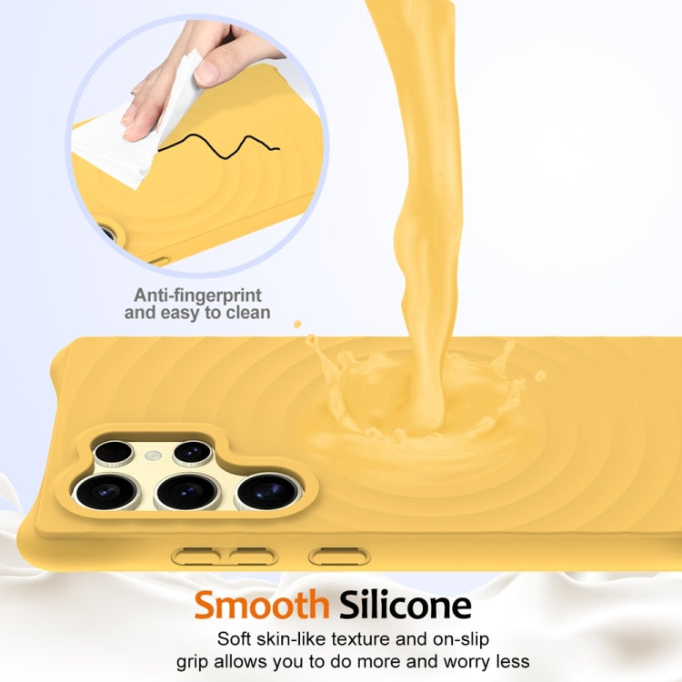 For Samsung Galaxy S25 Ultra 5G Wave Texture MagSafe Magnetic Liquid Silicone Phone Case(Yellow) by buy2fix