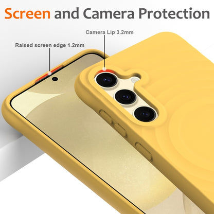 For Samsung Galaxy S25+ 5G Wave Texture MagSafe Magnetic Liquid Silicone Phone Case(Yellow) by buy2fix