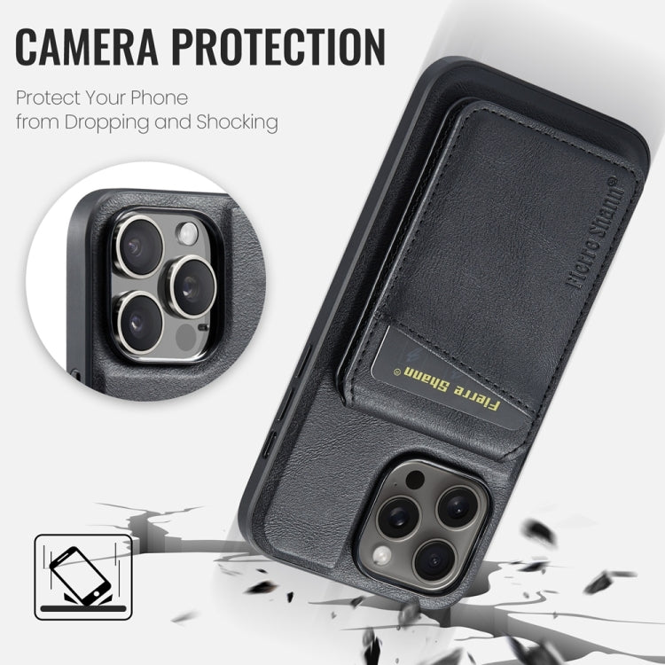 For iPhone 14 Pro Fierre Shann Cowhide Vertical Flip Magnetic Card Holder Phone Case(Black) - iPhone 14 Pro Cases by FIERRE SHANN | Online Shopping UK | buy2fix