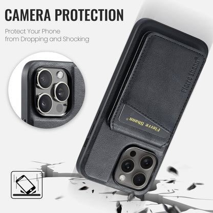 For iPhone 13 Pro Fierre Shann Cowhide Vertical Flip Magnetic Card Holder Phone Case(Black) - iPhone 13 Pro Cases by FIERRE SHANN | Online Shopping UK | buy2fix