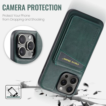 For iPhone 12 Pro Fierre Shann Cowhide Vertical Flip Magnetic Card Holder Phone Case(Green) - iPhone 12 / 12 Pro Cases by FIERRE SHANN | Online Shopping UK | buy2fix